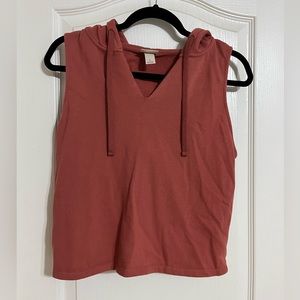 Peach Color Hoodie Tank Top